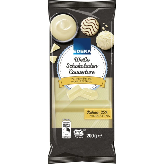 EDEKA Weiße Schokoladen Couvertüre 200G 3 EDEKA Weiße Schokoladen Couvertüre 200G