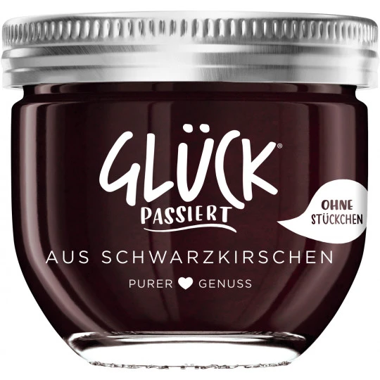 Glück Passiert Fruchtaufstrich Schwarzkirsche 230G 3 Glück Passiert Fruchtaufstrich Schwarzkirsche 230G