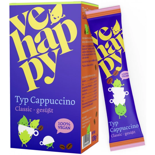 Vehappy Cappuccino Vegan Klassik 8x16G 3 Vehappy Cappuccino Vegan Klassik 8x16G